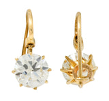 Victorian 2.17 CTW Diamond 14 Karat Gold Drop Earrings GIAEarrings - Wilson's Estate Jewelry