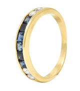 Vintage 0.80 CTW Sapphire Diamond 18 Karat Gold Channel Band RingRing - Wilson's Estate Jewelry