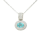5.50 CTW Paraiba Type Tourmaline Diamond 18 Karat White Gold Contemporary Pendant Necklace GIA Wilson's Estate Jewelry