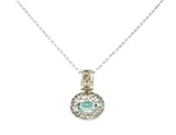 5.50 CTW Paraiba Type Tourmaline Diamond 18 Karat White Gold Contemporary Pendant Necklace GIA Wilson's Estate Jewelry