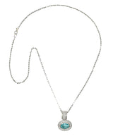 5.50 CTW Paraiba Type Tourmaline Diamond 18 Karat White Gold Contemporary Pendant Necklace GIA Wilson's Estate Jewelry