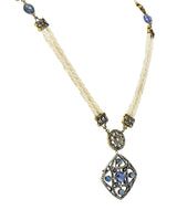Victorian Sapphire Diamond Pearl Silver-Topped 18 Karat Gold Strand Pendant Sautoir NecklaceNecklace - Wilson's Estate Jewelry