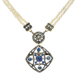 Victorian Sapphire Diamond Pearl Silver-Topped 18 Karat Gold Strand Pendant Sautoir NecklaceNecklace - Wilson's Estate Jewelry