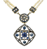 Victorian Sapphire Diamond Pearl Silver-Topped 18 Karat Gold Strand Pendant Sautoir NecklaceNecklace - Wilson's Estate Jewelry