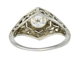 Art Deco 0.77 CTW Diamond 18 Karat Gold Foliate Engagement RingRing - Wilson's Estate Jewelry