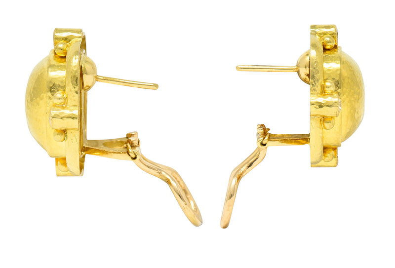 Elizabeth Locke Diamond 19 Karat Hammered Gold Cushion EarringsEarrings - Wilson's Estate Jewelry