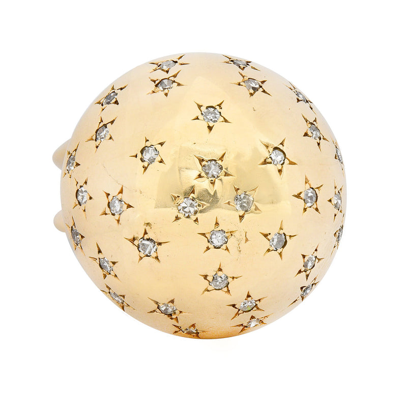 1940's Retro 0.75 CTW Diamond 14 Karat Gold Dome Ring - Wilson's Estate Jewelry