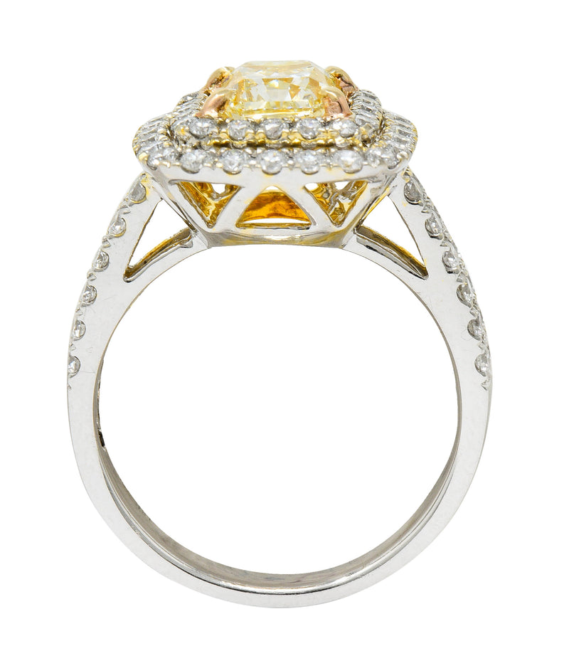 Contemporary 2.60 CTW Yellow Diamond & White Diamond 18 Karat Gold RingRing - Wilson's Estate Jewelry