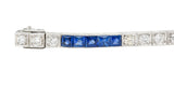 Art Deco 6.30 CTW Sapphire Diamond Platinum Line Bracelet Wilson's Estate Jewelry