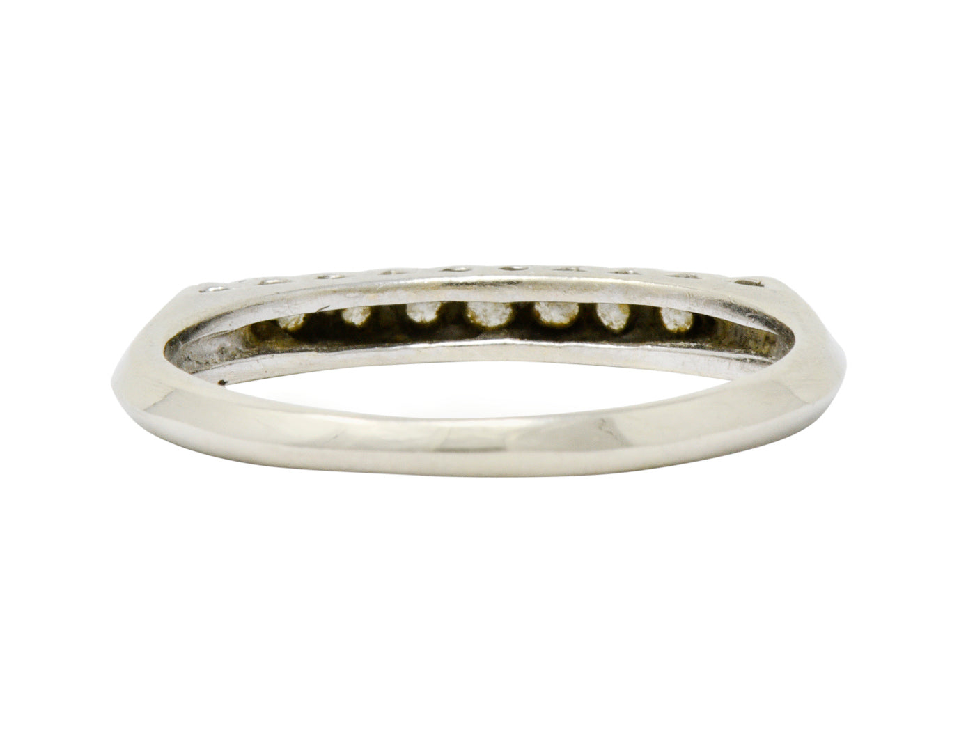 Retro 0.25 CTW Diamond 14 Karat White Gold Fishtail Stacking Band Ring - Wilson's Estate Jewelry