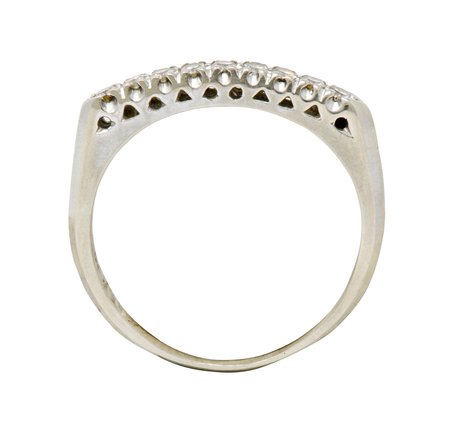 Retro 0.25 CTW Diamond 14 Karat White Gold Fishtail Stacking Band Ring - Wilson's Estate Jewelry