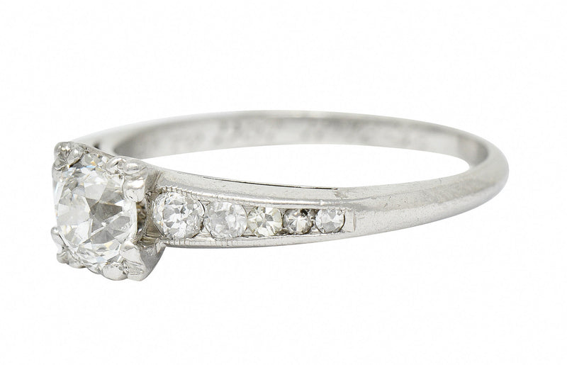 1936 Art Deco 1.12 CTW Old European Diamond Platinum Engagement RingRing - Wilson's Estate Jewelry