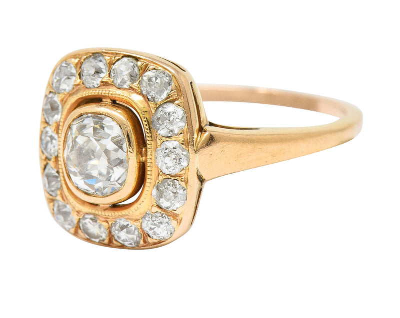 Victorian 1.11 CTW Old Mine Diamond 18 Karat Rose Gold Cluster RingRing - Wilson's Estate Jewelry
