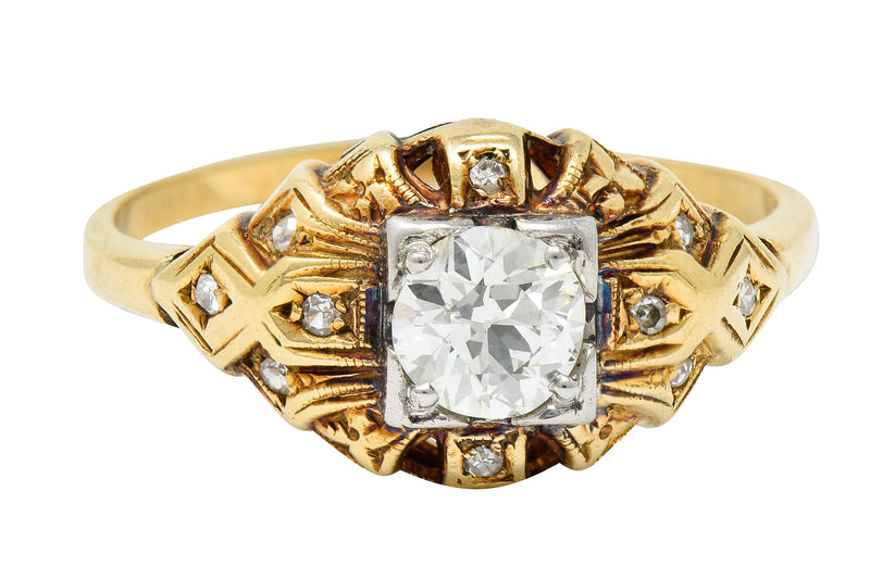 Art Deco 0.52 CTW Diamond 14 Karat Gold Geometric Band RingRing - Wilson's Estate Jewelry