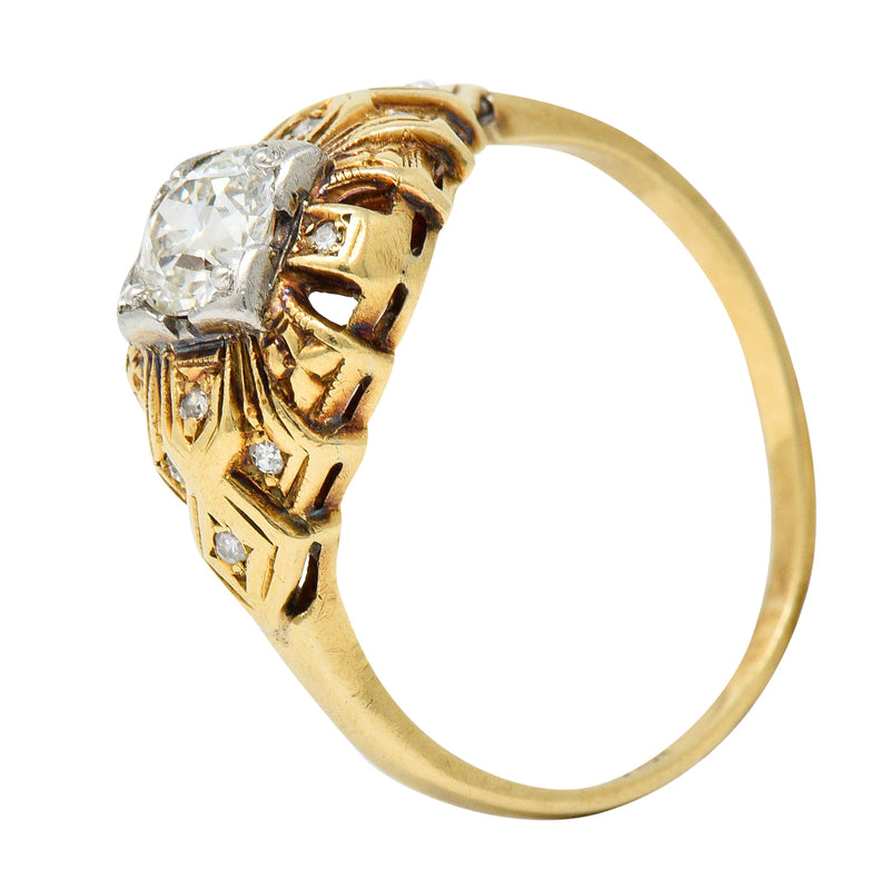 Art Deco 0.52 CTW Diamond 14 Karat Gold Geometric Band RingRing - Wilson's Estate Jewelry