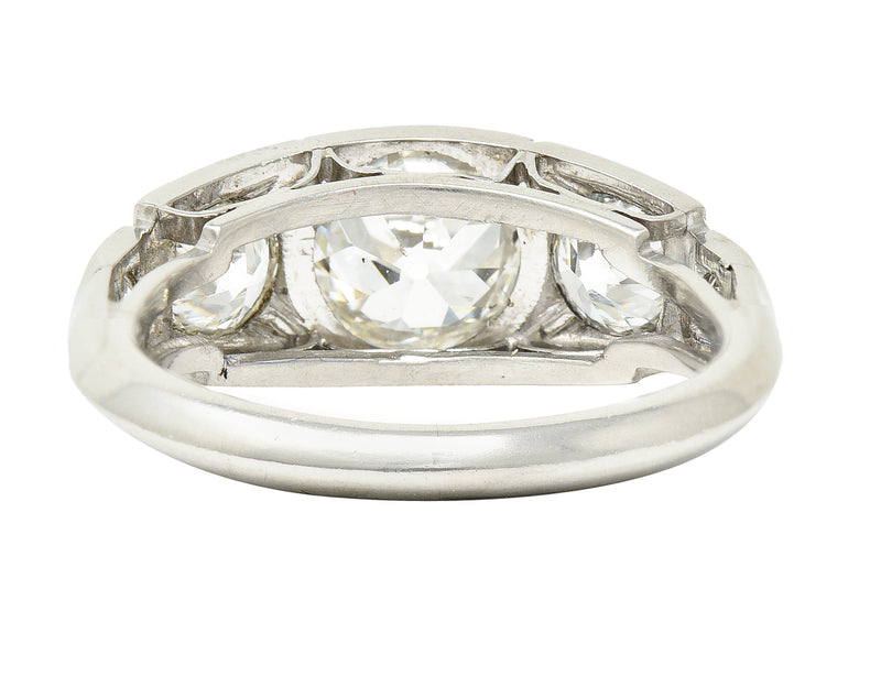 Art Deco 1.91 CTW Old European Cut Diamond Platinum Five Stone Band Ring Wilson's Estate Jewelry