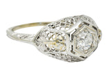 Art Deco 0.30 CTW Diamond 18 Karat White Gold Trellis Engagement RingRing - Wilson's Estate Jewelry
