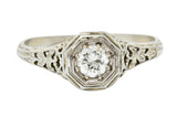 Fulmer & Co. Diamond 18 Karat White Gold Octagonal Engagement RingRing - Wilson's Estate Jewelry