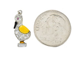 Art Deco 0.45 CTW Pave Diamond Enamel Platinum Goose Charmcharm - Wilson's Estate Jewelry