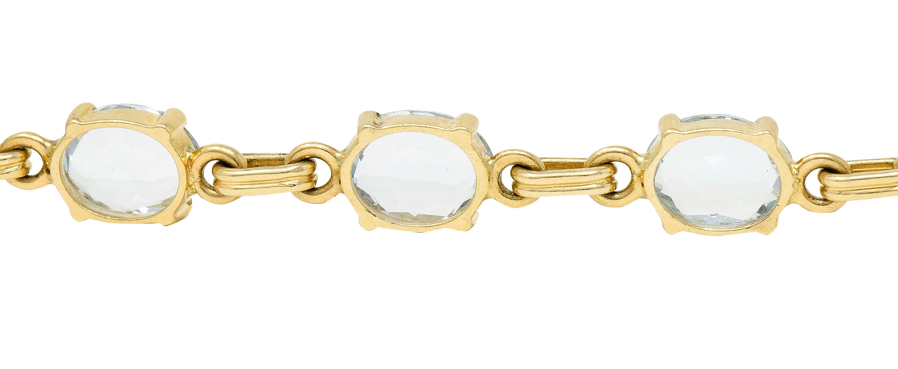 Retro 15.75 CTW Aquamarine 14 Karat Gold Link Braceletbracelet - Wilson's Estate Jewelry