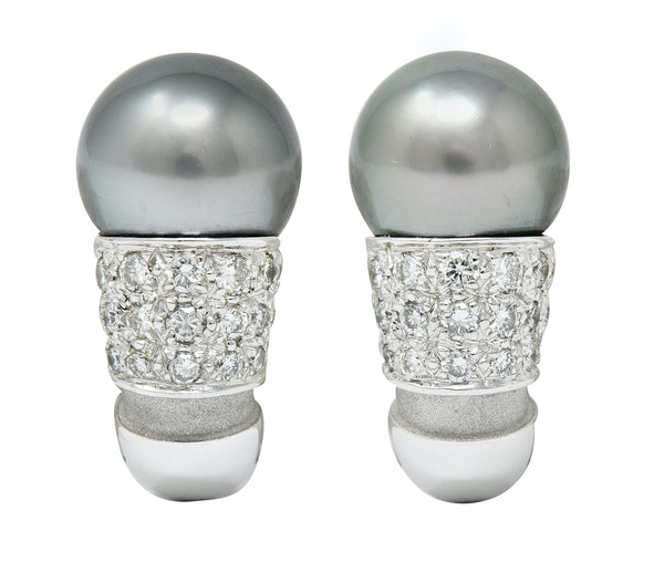 Mauboussin Paris Tahitian Pearl Diamond 18 Karat White Gold Nadja Ear-Clip EarringsEarrings - Wilson's Estate Jewelry