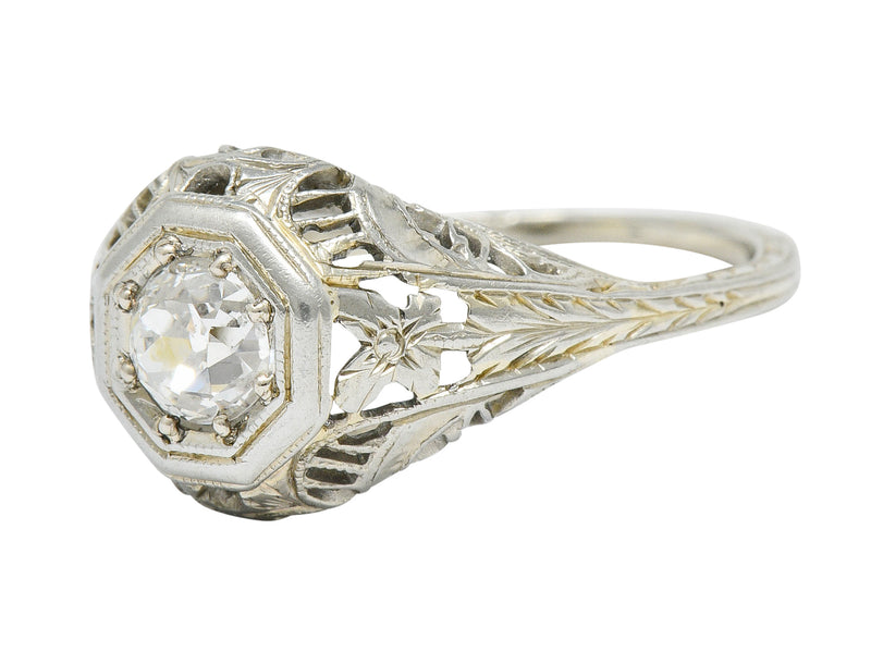 Edwardian 0.44 CTW Diamond 18 Karat White Gold Engagement RingRing - Wilson's Estate Jewelry