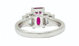 Contemporary 3.49 CTW Burma Ruby Diamond Platinum Stepped Statement Ring GIARing - Wilson's Estate Jewelry