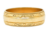 Retro 14 Karat Gold 7.0 MM Faceted Men's Wedding Band RingRing - Wilson's Estate Jewelry