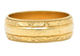 Retro 14 Karat Gold 7.0 MM Faceted Men's Wedding Band RingRing - Wilson's Estate Jewelry