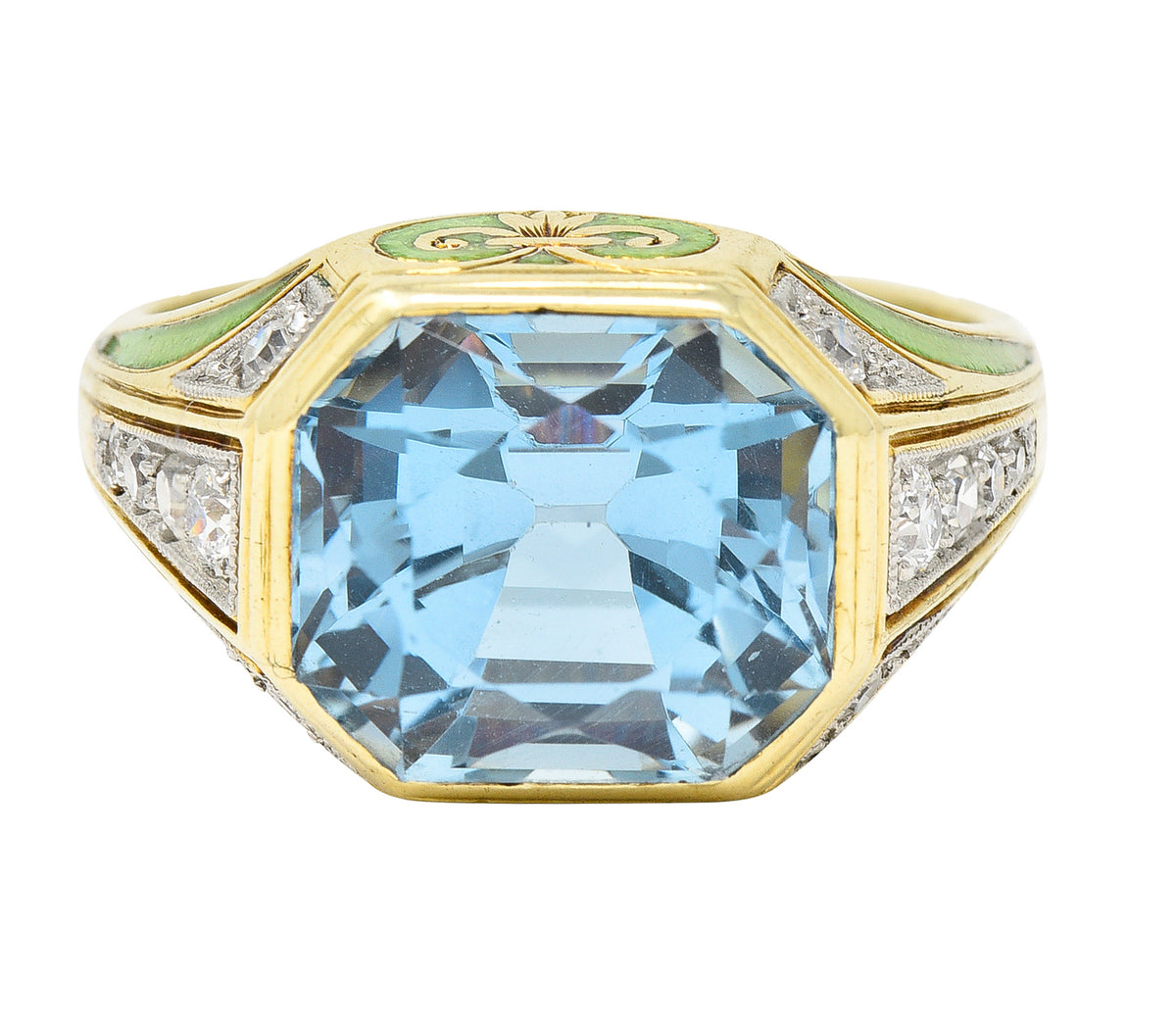 Durand & Co. Art Deco 5.20 CTW Aquamarine Diamond Enamel Platinum 14 ...
