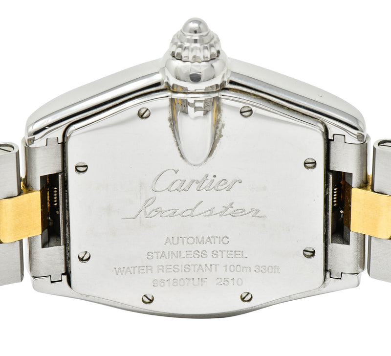 Cartier Roadster Unisex Large Two-Tone 18K Gold Automatic Silver Dial Men's Watch 2510bracelet - Wilson's Estate Jewelry