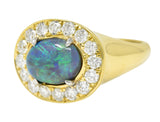 Vintage Opal Diamond Platinum 18 Karat Yellow Gold Gemstone Ring Wilson's Estate Jewelry