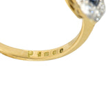 Edwardian 0.73 CTW Sapphire Diamond Platinum-Topped 19 Karat Gold Cluster RingRing - Wilson's Estate Jewelry