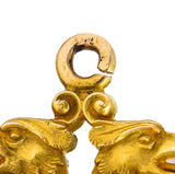 Art Nouveau Citrine 18 Karat Yellow Gold Serpent Dragon Fob Pendant Charm Wilson's Estate Jewelry