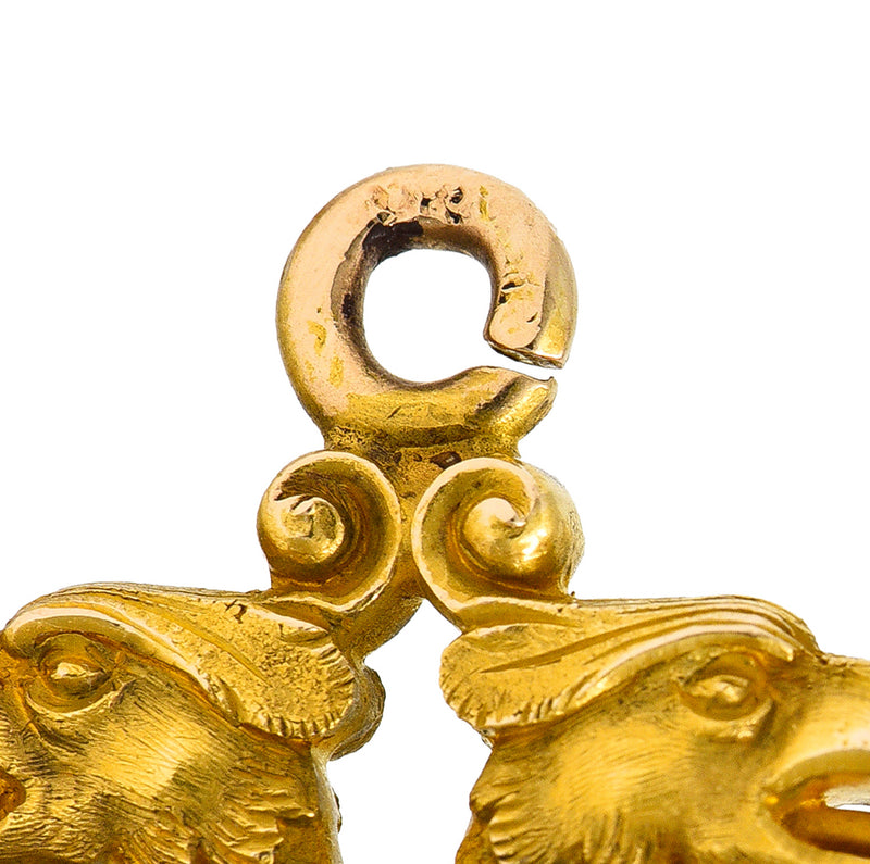 Art Nouveau Citrine 18 Karat Yellow Gold Serpent Dragon Fob Pendant Charm Wilson's Estate Jewelry