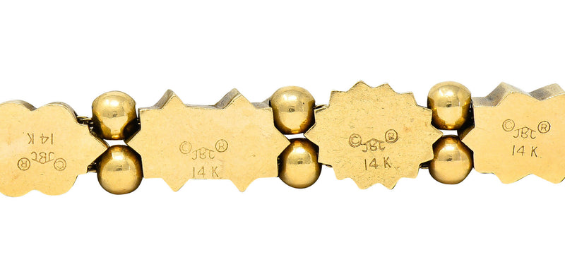 Victorian Multi-Gem 14 Karat Gold Slide Link Braceletbracelet - Wilson's Estate Jewelry