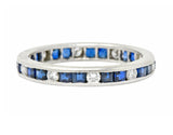Oscar Heyman Brothers 1.10 CTW Sapphire Diamond Platinum Eternity Band Ring Wilson's Estate Jewelry