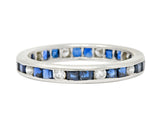 Oscar Heyman Brothers 1.10 CTW Sapphire Diamond Platinum Eternity Band Ring Wilson's Estate Jewelry