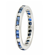 Oscar Heyman Brothers 1.10 CTW Sapphire Diamond Platinum Eternity Band Ring Wilson's Estate Jewelry
