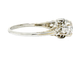 Edwardian 0.73 CTW Diamond 18 Karat White Gold Floral Engagement Ring GIA Wilson's Estate Jewelry
