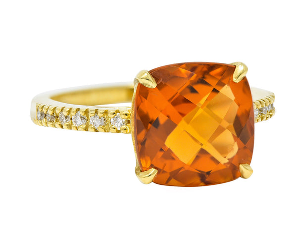 Cognac Citrine Diamond 18 Karat Gold Gemstone Statement RingRing - Wilson's Estate Jewelry