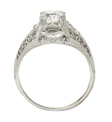 Edwardian 1.25 CTW Diamond Platinum Scrolled Engagement Ring GIARing - Wilson's Estate Jewelry