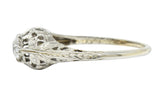 Edwardian 0.34 CTW Diamond 18 Karat White Gold Butterfly Engagement RingRing - Wilson's Estate Jewelry
