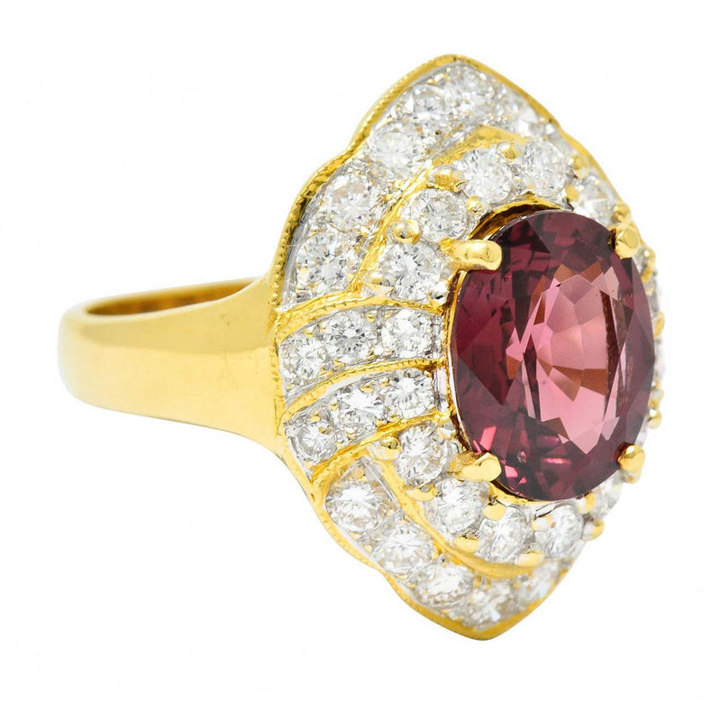 Vintage 4.88 Carat No Heat Spinel Diamond 18 Karat Gold Cluster Ring GIARing - Wilson's Estate Jewelry