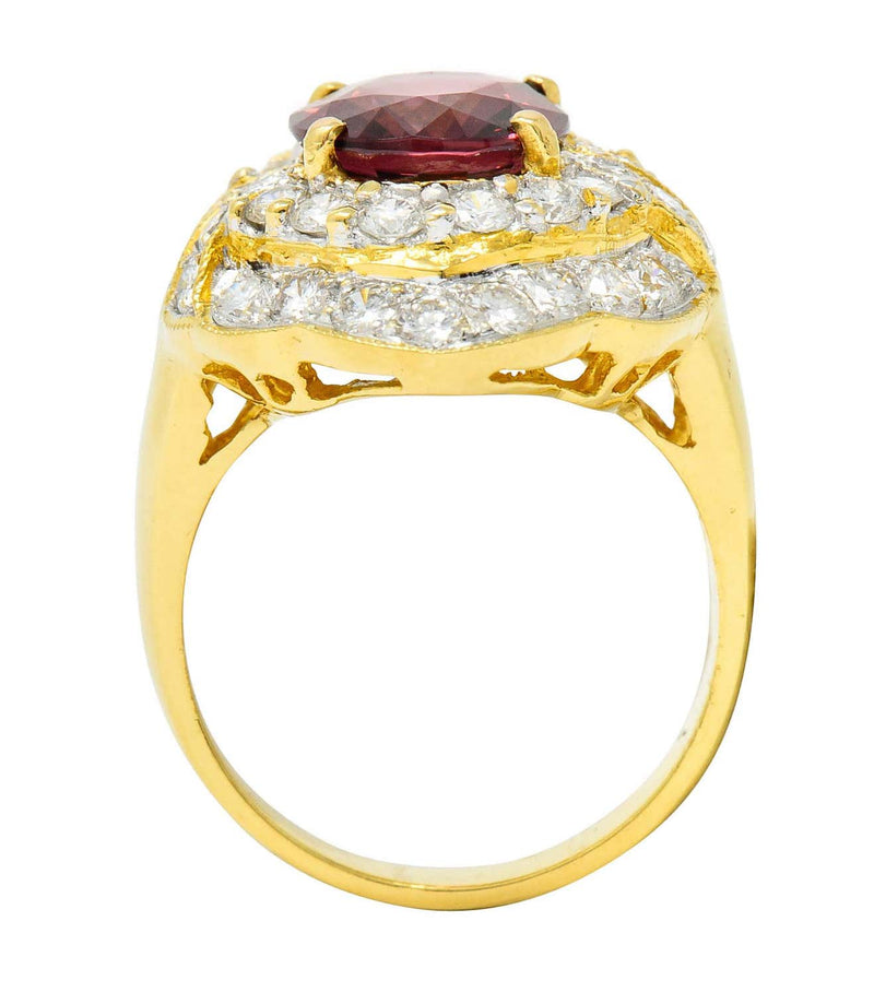 Vintage 4.88 Carat No Heat Spinel Diamond 18 Karat Gold Cluster Ring GIARing - Wilson's Estate Jewelry