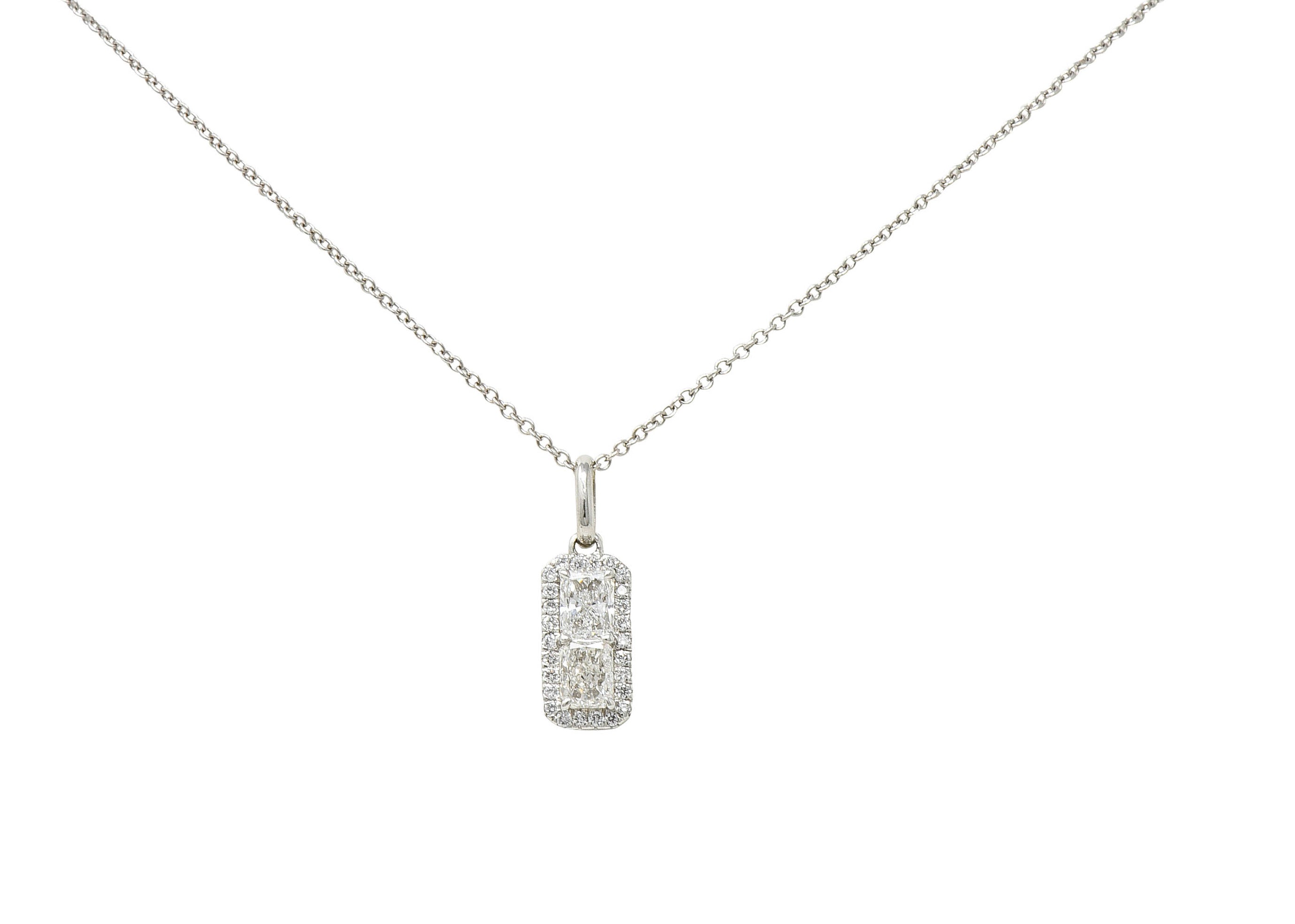 Modern 1.00 CTW Diamond Platinum 14 Karat White Gold Pendant NecklaceNecklace - Wilson's Estate Jewelry