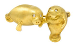 Vintage Diamond 18 Karat Gold Manatee Bar BroochBrooch - Wilson's Estate Jewelry