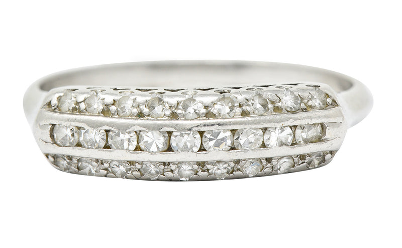 Retro 0.45 CTW Diamond Platinum Fishtail Band RingRing - Wilson's Estate Jewelry