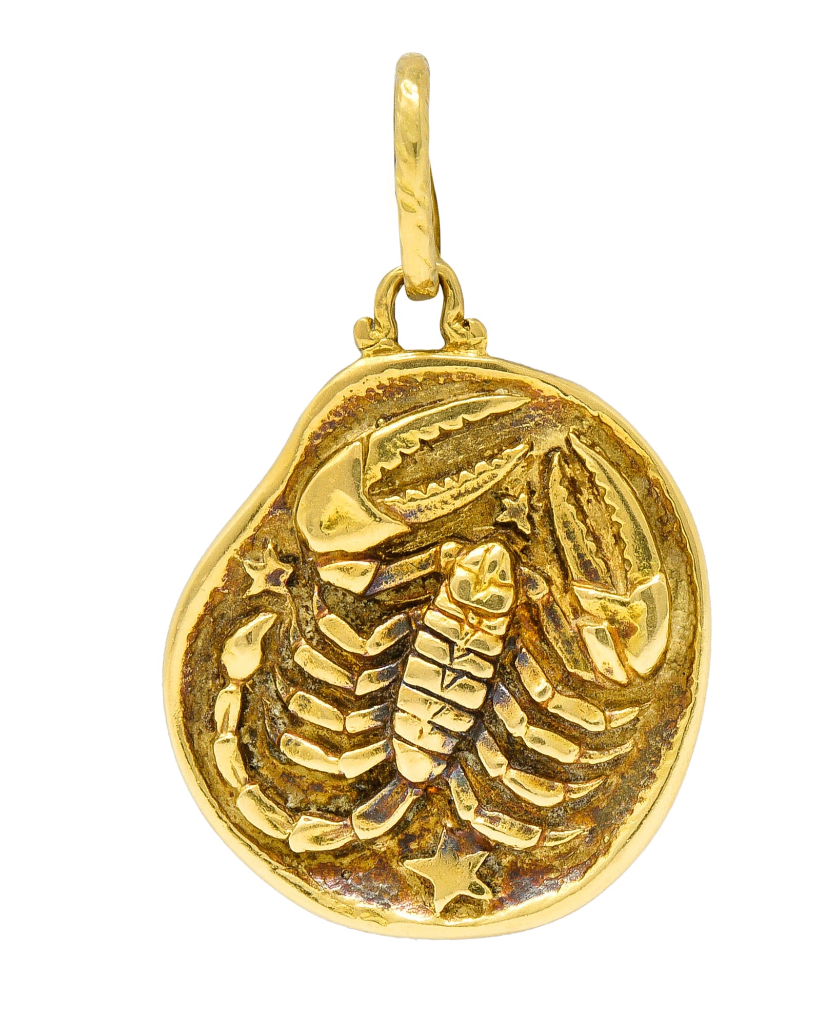 Vintage 18 Karat Gold Scorpio Zodiac Pendant Charmcharm - Wilson's Estate Jewelry