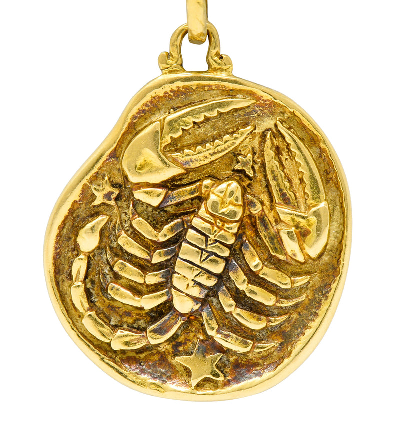 Vintage 18 Karat Gold Scorpio Zodiac Pendant Charmcharm - Wilson's Estate Jewelry
